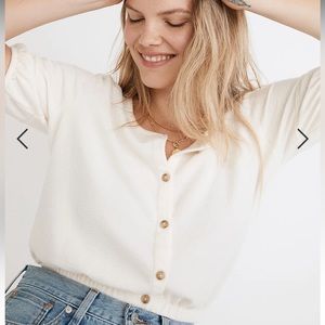 Madewell Loop-Terry Button-Front Crop Top